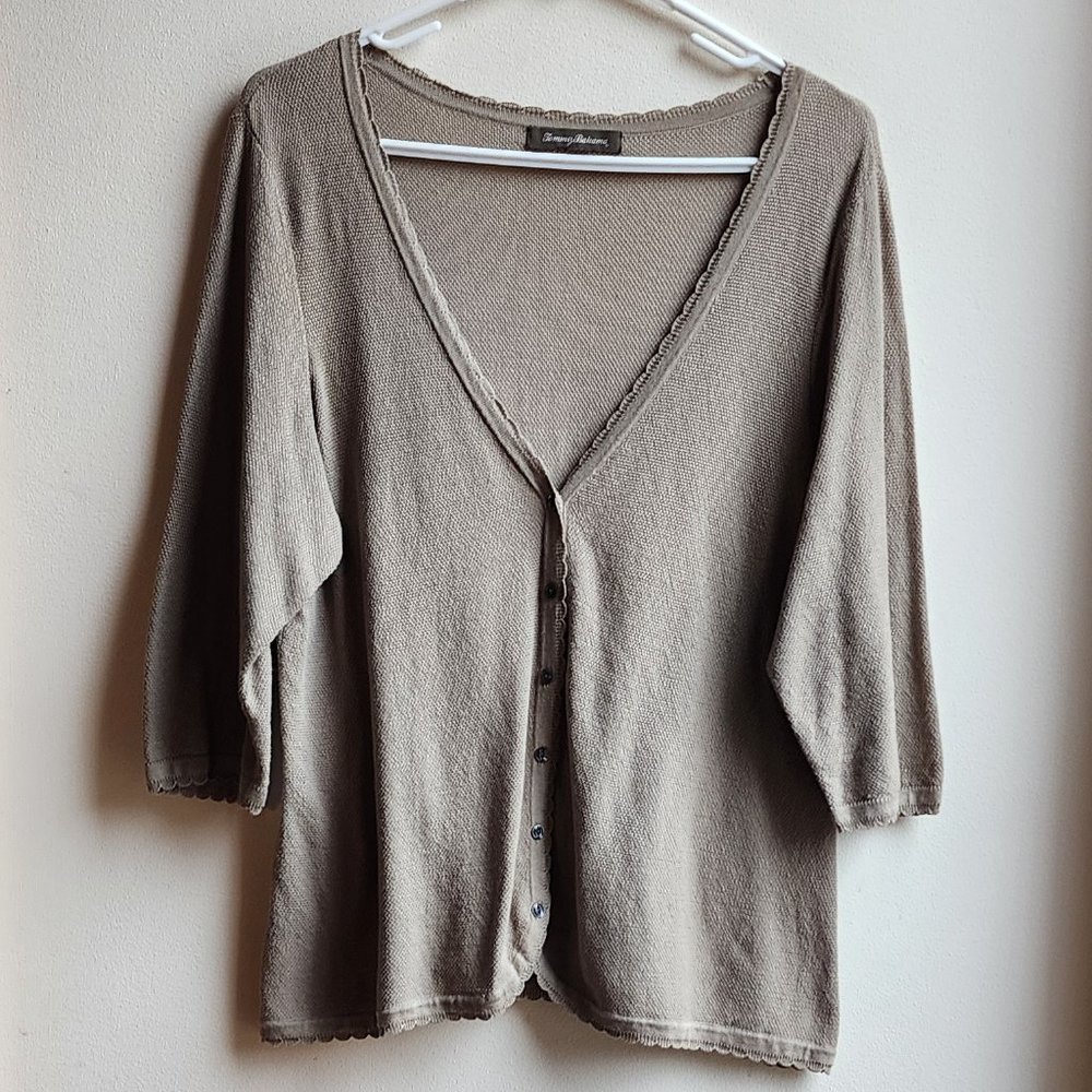 Tommy Bahama Taupe V-Neck Button Down Cardigan Size Medium